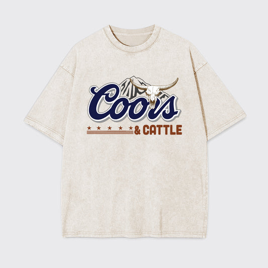 Western Country Rodeo Cowboy Garment-dye Tees
