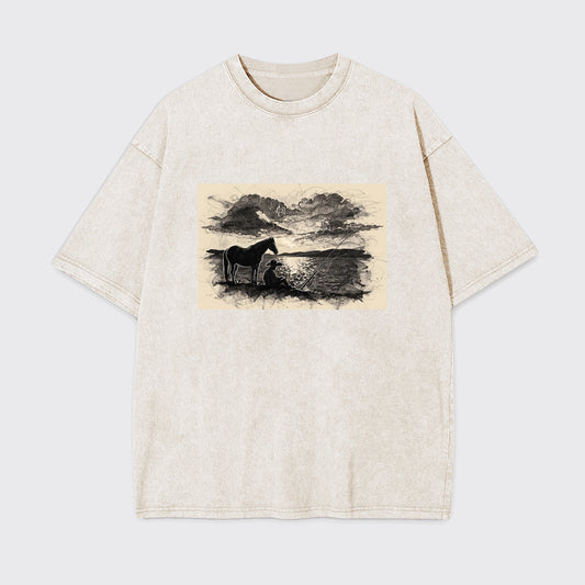 A Cowboy And His Horse Garment-dye Tees