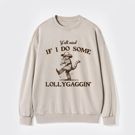 Sneaky Cowboy Cat Washed Sweatshirts