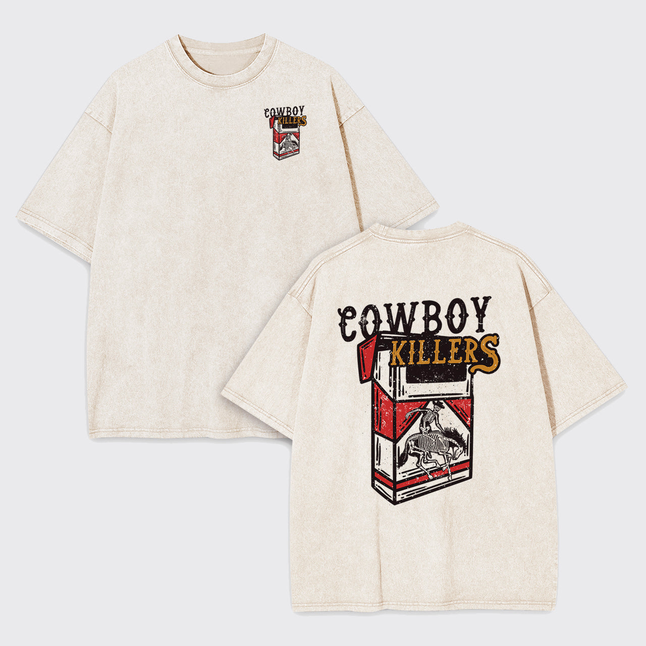 Cowboy Killers Double Sided Printing Garment-dye Tees