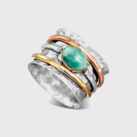 Vintage Turquoise Plated Tri-color Ring