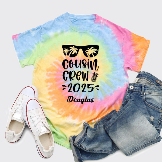 Personalized Cousin Crew 2025 Tie Dye Shirts