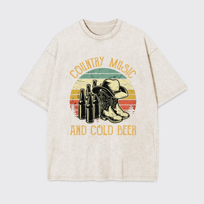 Country Music And Cold Beer Garment-dye Tees