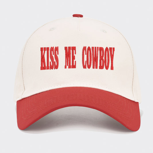 Kiss Me Cowboy Embroidered Baseball Cap