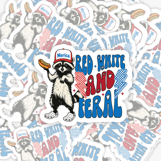 4th Of July-Red White And Feral_Broncobay Sticker