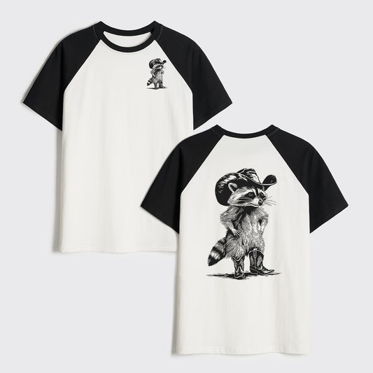 Western Vintage Cowboy Racoon Raglan T-shirts