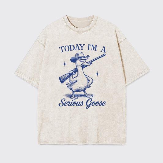 Retro Silly Goose-Today I'm A Serious Goose Garment-dye Tees