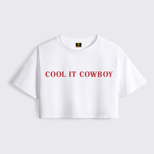 Western Fashion 90s Country Cool It Cowboy Cropped Boxy Tee