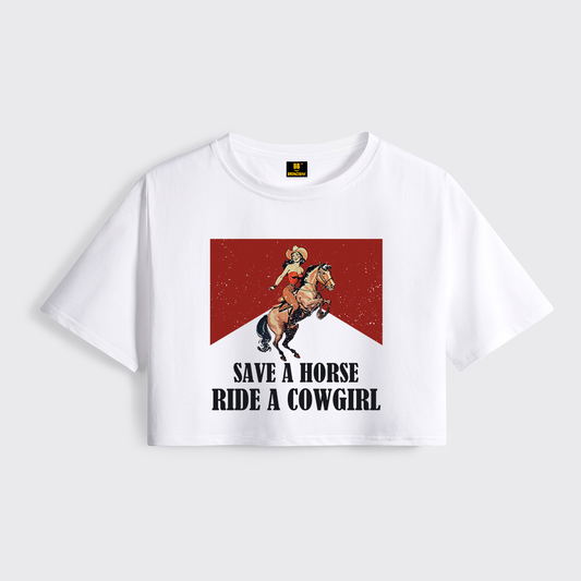 Save A Horse Ride A Cowboy Cropped Boxy Tee
