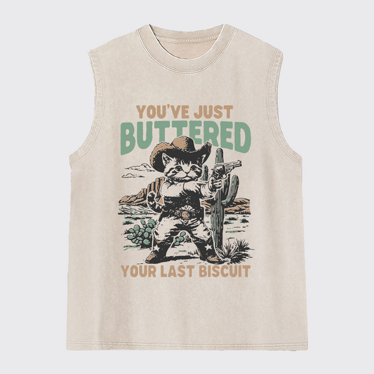 Funny Western Cat Washed Tanks