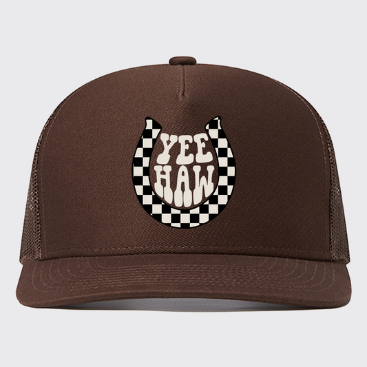 Yeehaw Checkered Trucker Hat