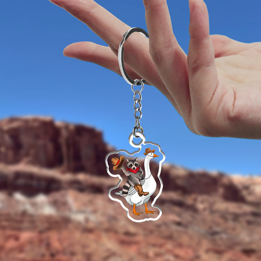 Cowboy Raccoon On A Goose_Broncobay Keychain