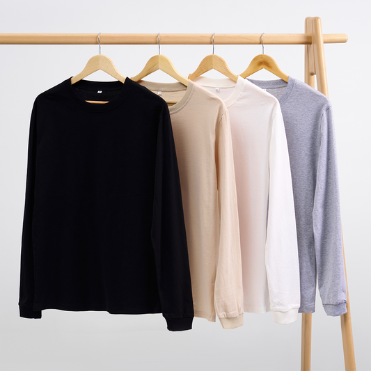 Classic Long Sleeves 4 Pack:Black,Beige,White,Light Grey