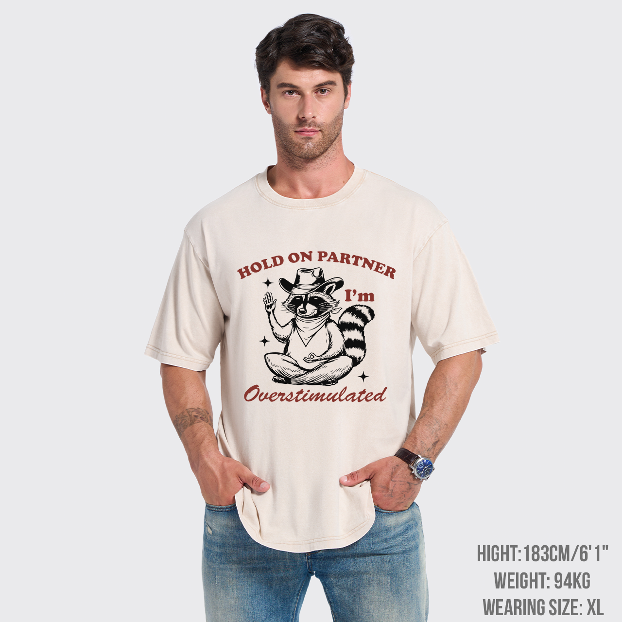 Hold On Partner I'm Overstimulated Garment-dye Tees