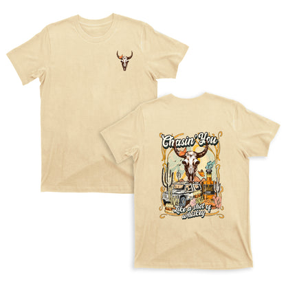 Western Boho Cow Skull  Whiskey Drinking T-Shirts