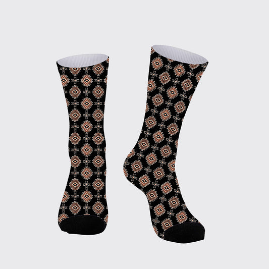 Cowboy Boots Floral Arrangement Printed Cotton Socks