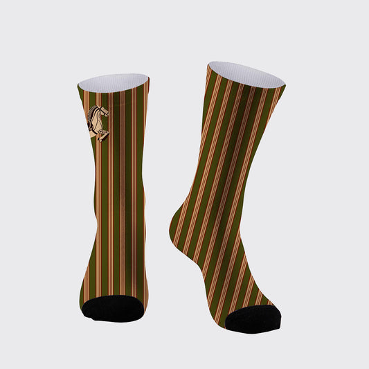 Vintage Striped Horse Pattern Printed Cotton Socks