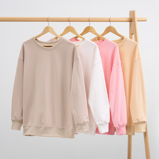 Classic Sweatshirts 4 Pack:Khaki,White,Pink,Oatmeal