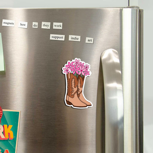 Flowers In Cowboy Boots_Broncobay Fridge Magnet