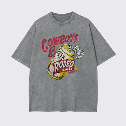 Cowboy And Beer Rodeo Garment-dye Tees