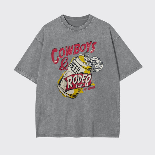 Cowboy And Beer Rodeo Garment-dye Tees