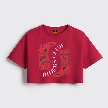 Cowgirl Boots Western Cropped Boxy Tee