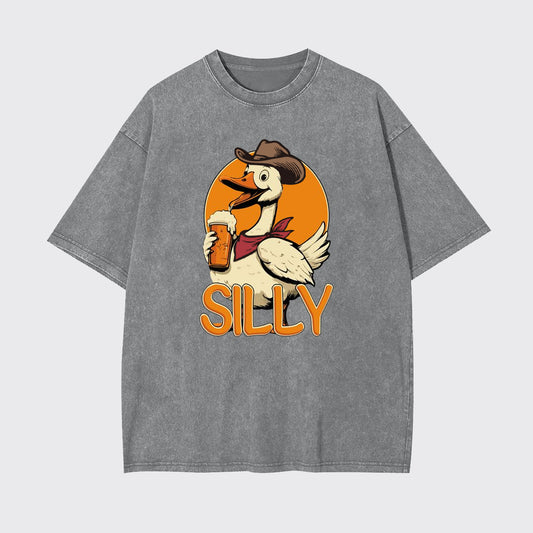 Silly Goose Drinking Beer Garment-dye Tees