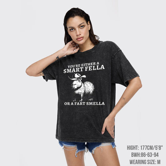 Retro Smart Fella Capybara 90s Garment-dye Tees