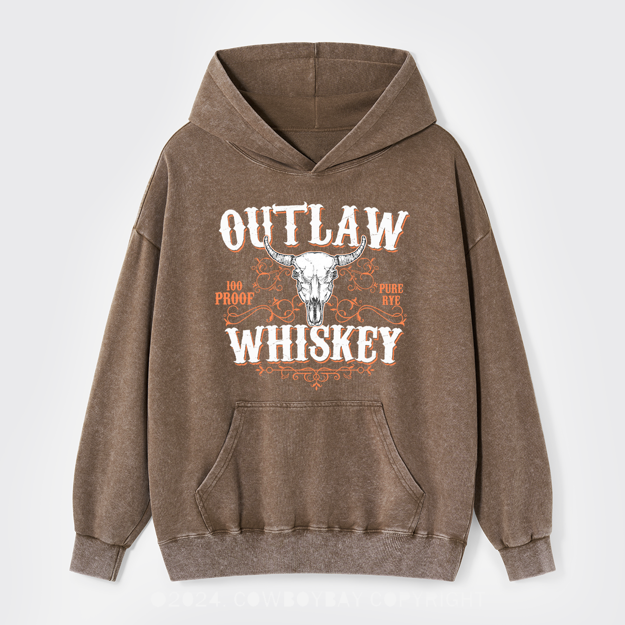 Outlaw Whiskey 100 Proof Pure Rye Garment-Dye Hoodies