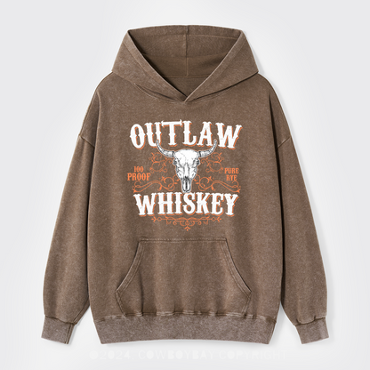 Outlaw Whiskey 100 Proof Pure Rye Garment-Dye Hoodies
