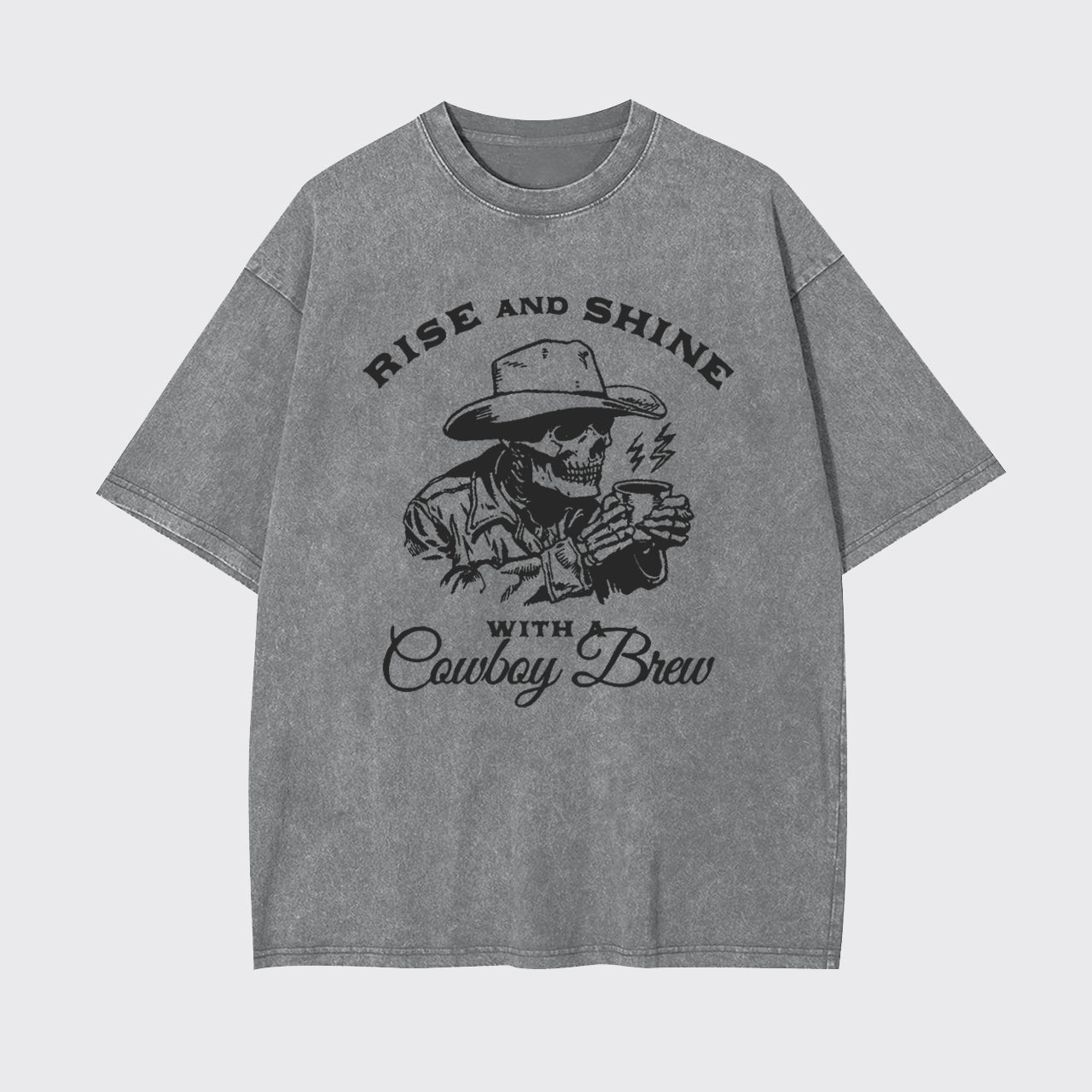 Cowboy Skeleton Funny Coffee Lover Garment-dye Tees