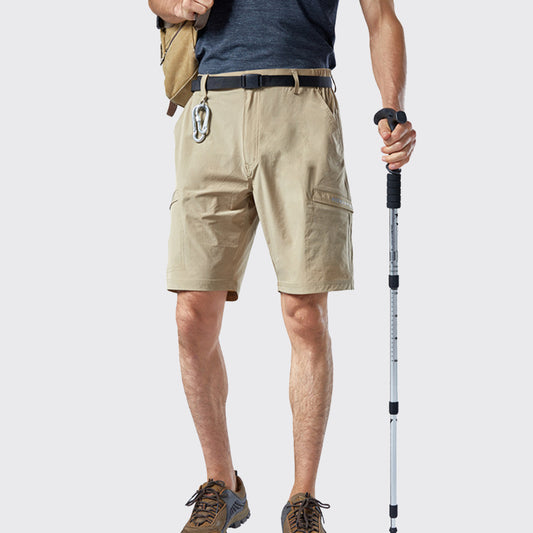 Men's Khaki Multi-Pocket Quick-Drying Shorts