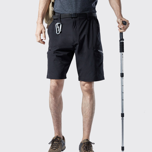 Men's Black Multi-Pocket Quick-Drying Shorts