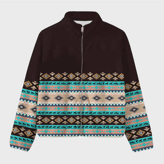 Aztec Pattern Design Fleece Jacket_1
