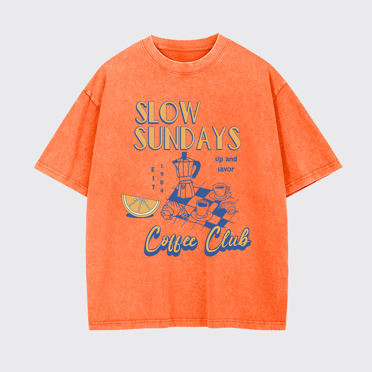 Retro Aesthetic Coffee Culture Garment-dye Tees