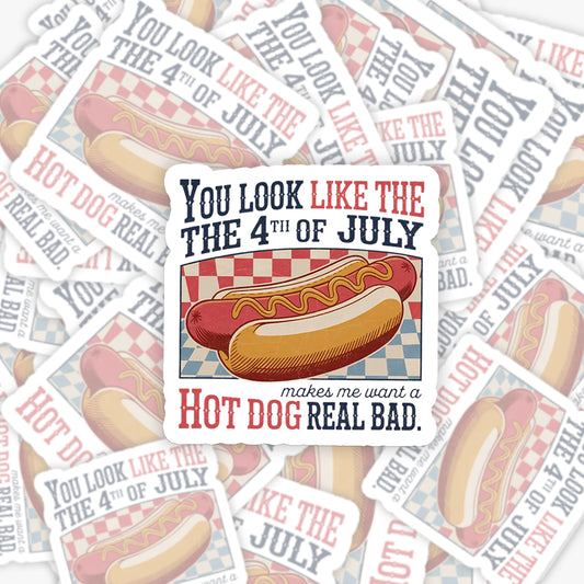 Funny 4th July-Makes Me Want A Hot Dog_Broncobay Sticker