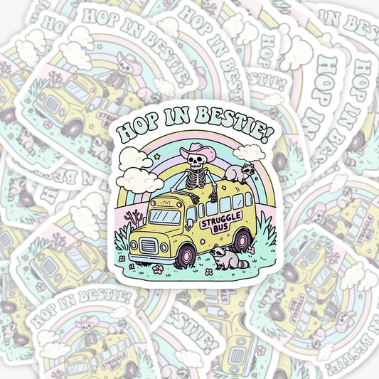 Mental Health-Struggle Bus Hop In Bestie_Broncobay Sticker