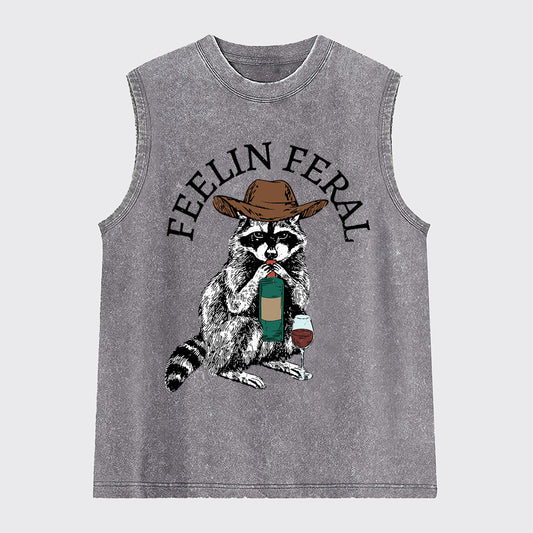 Funny Raccoon Washed Tanks