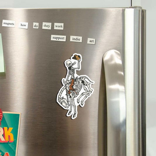 Skeleton Cowboy Riding Skeleton Horse_Broncobay Fridge Magnet