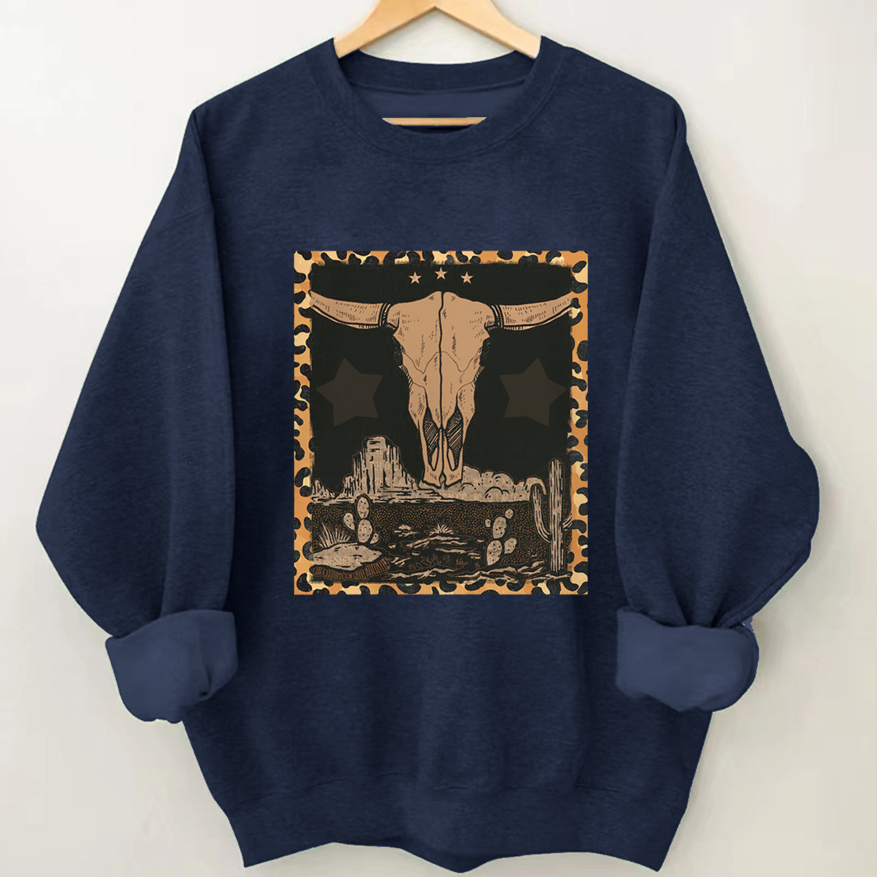 Western Label Longhorn Skull Desert Sweatshirt