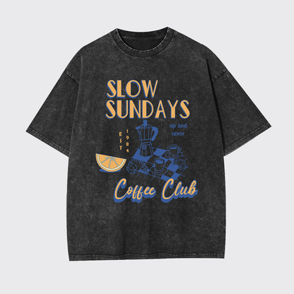 Retro Aesthetic Coffee Culture Garment-dye Tees