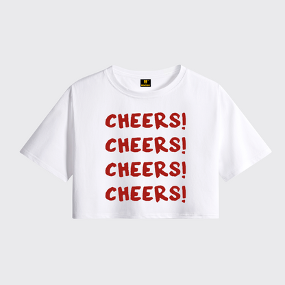 Cheers Cheers Cheers Cheers Cropped Boxy Tee