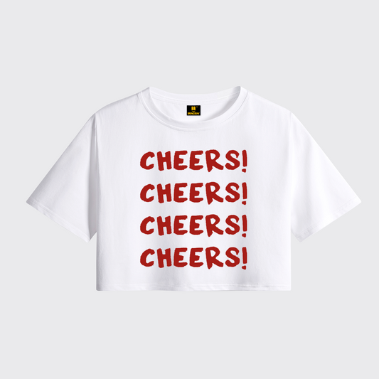 Cheers Cheers Cheers Cheers Cropped Boxy Tee