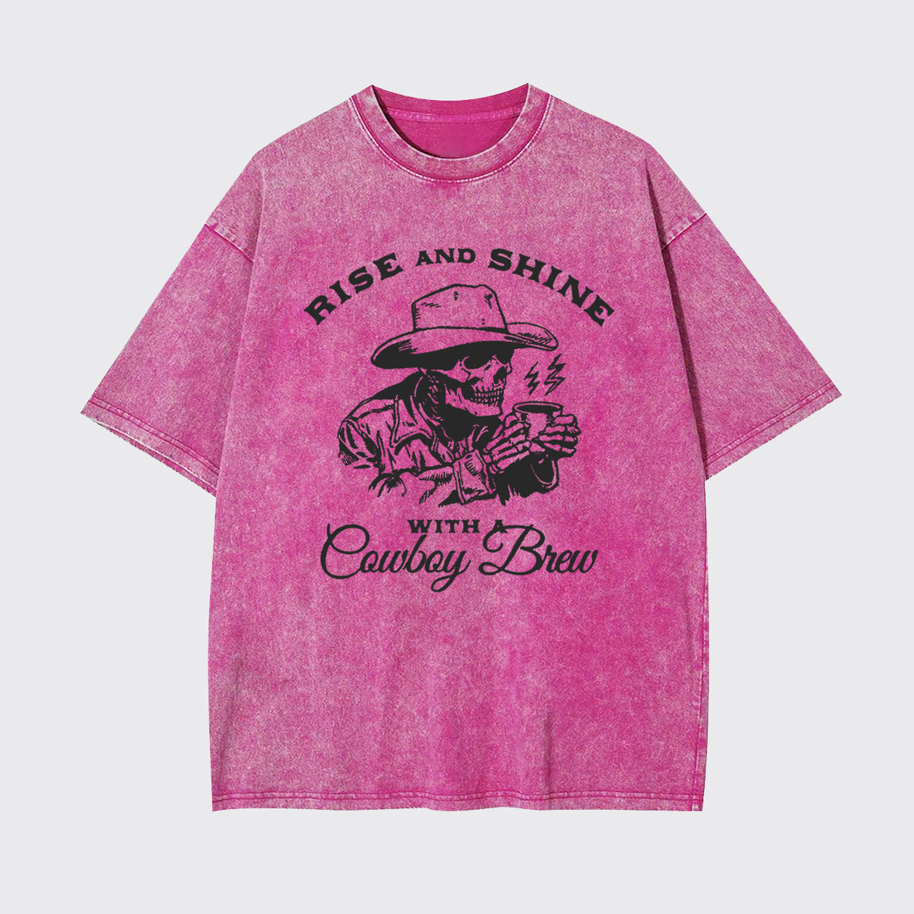 Cowboy Skeleton Funny Coffee Lover Garment-dye Tees