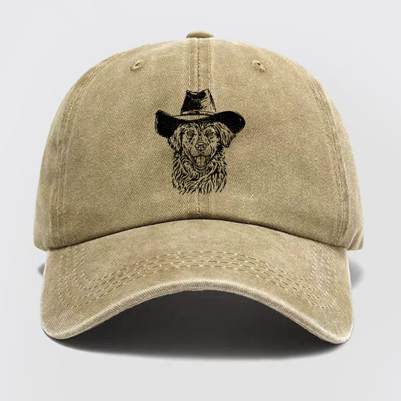 Cowboy Dog Washed Baseball Cap