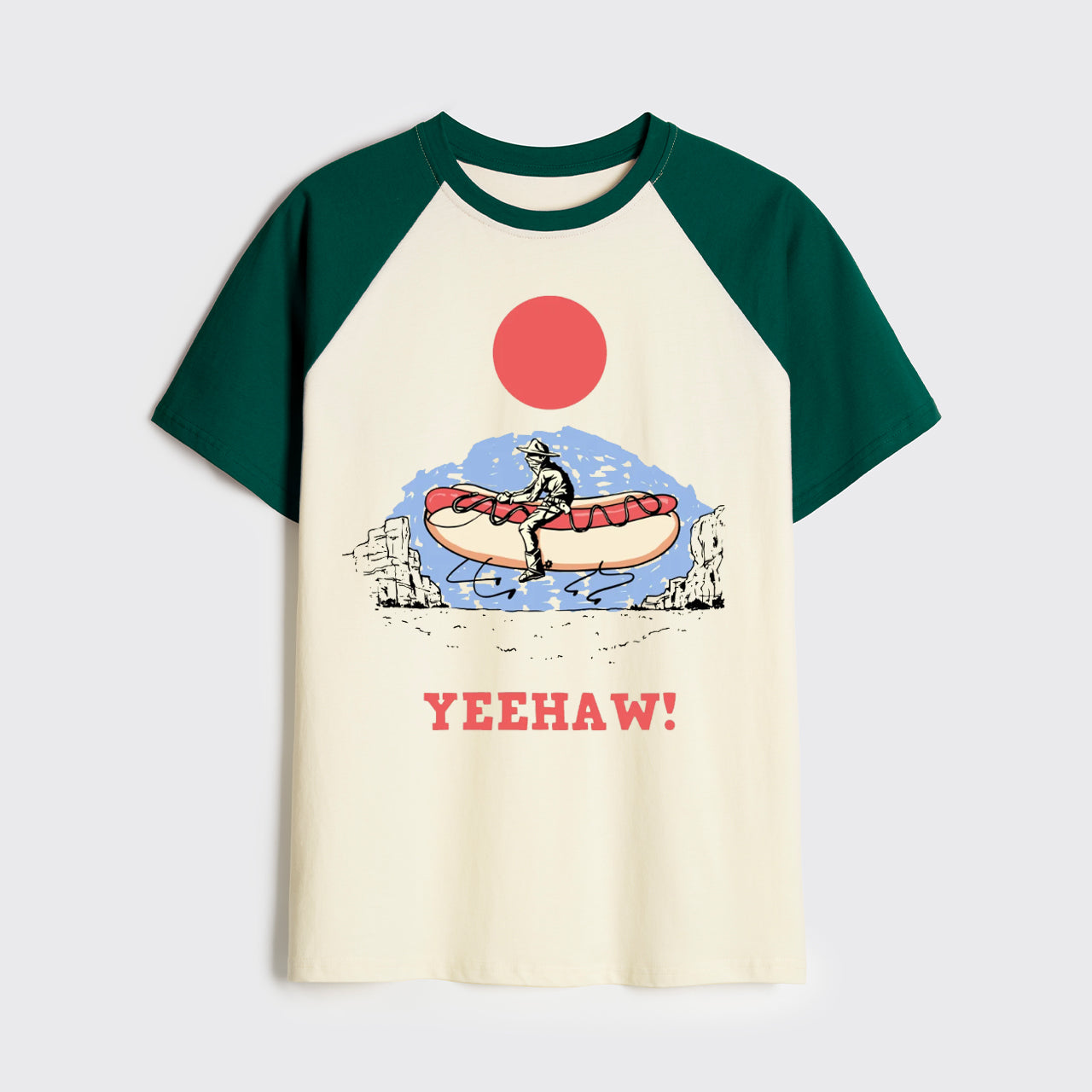 Yeehaw-Hot Dog Cowboy Raglan T-shirts
