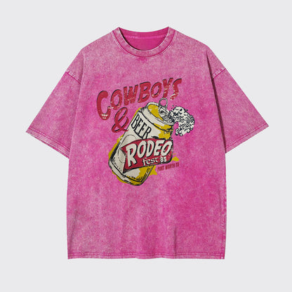 Cowboy And Beer Rodeo Garment-dye Tees