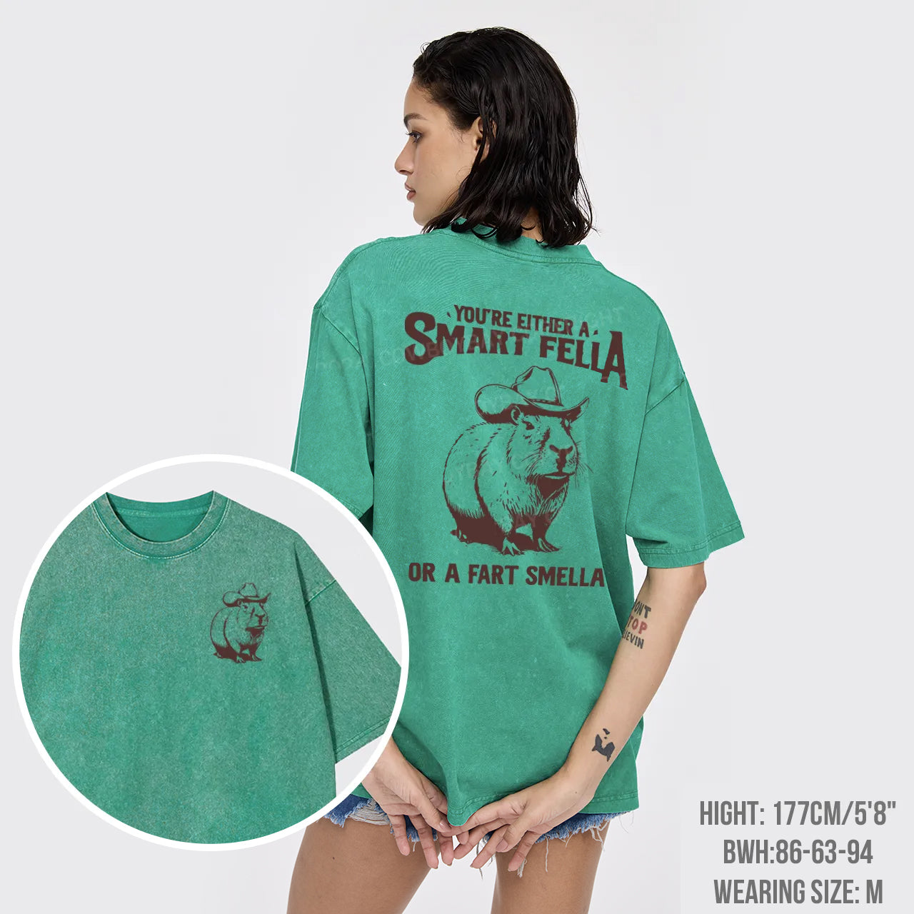Retro Smart Fella Capybara 90s Garment-dye Tees