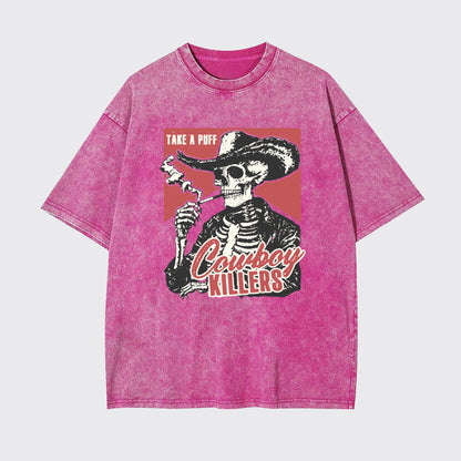 Retro Western-Take A Puff Cowboys Killers Garment-dye Tees