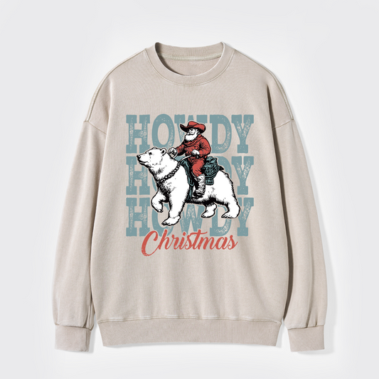 Santa Claus And Polar Bear Washed Sweatshirts